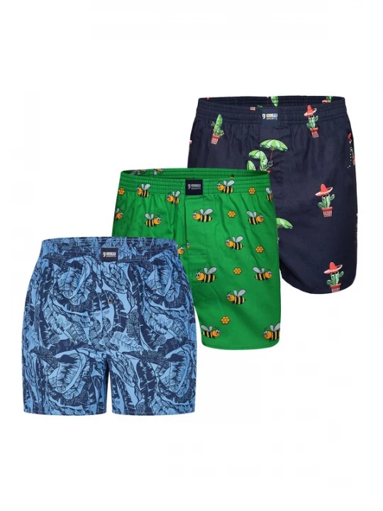 Foto van product Happy Shorts Boxershorts ' Motiv Mix ' blauw / donkerblauw / grasgroen