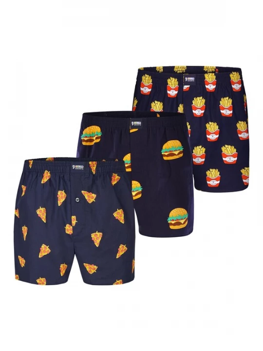 Foto van product Happy Shorts Boxershorts ' Motiv Mix ' donkerblauw / geel / zwart