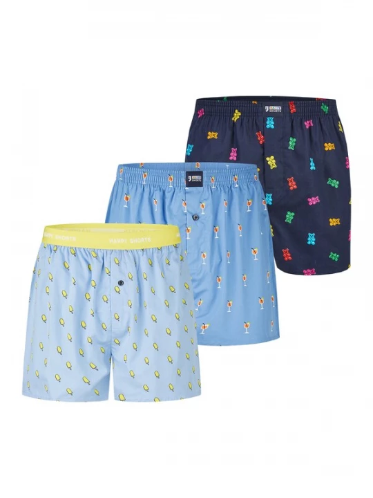 Foto van product Happy Shorts Boxershorts ' Motiv Mix ' lichtblauw / donkerblauw / gemengde kleuren