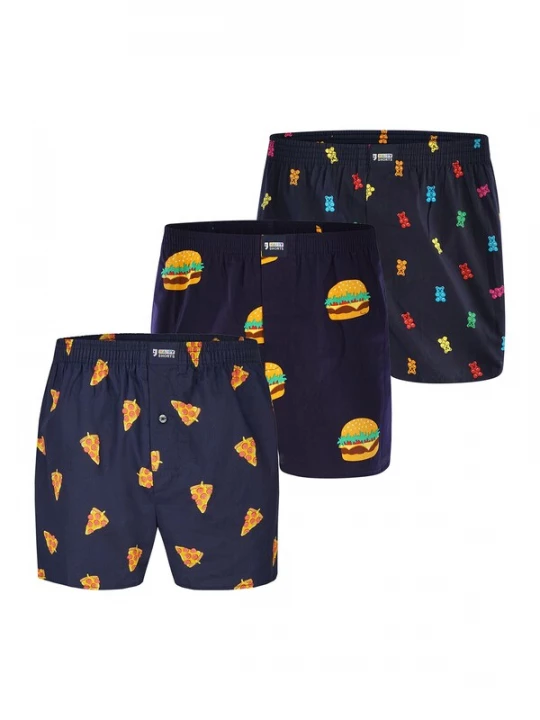 Foto van product Happy Shorts Boxershorts ' Motive ' donkerblauw / gemengde kleuren / zwart