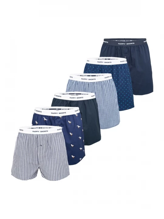 Foto van product Happy Shorts Boxershorts nachtblauw / lichtblauw / donkerblauw / wit