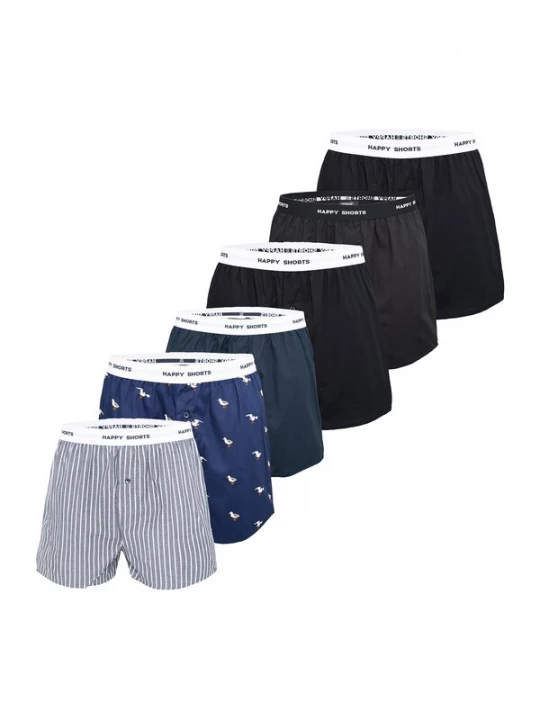 Foto van product Happy Shorts Boxershorts navy / donkergrijs / zwart / wit