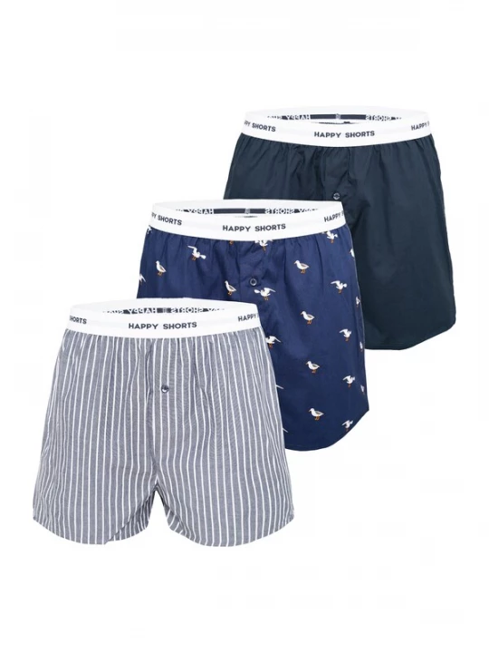 Foto van product Happy Shorts Boxershorts navy / nachtblauw / grijs / wit