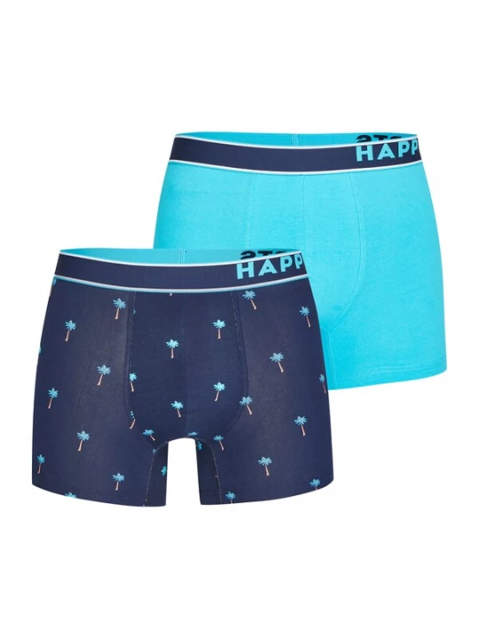 Foto van product Happy Shorts Boxershorts 'Palms' turquoise / donkerblauw / oranje