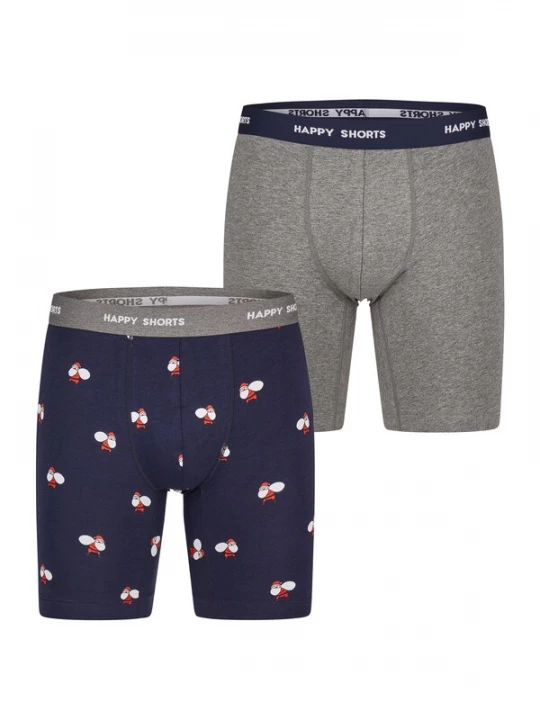 Foto van product Happy Shorts Boxershorts ' XMAS Boxer Briefs ' donkerblauw / grijs gemêleerd