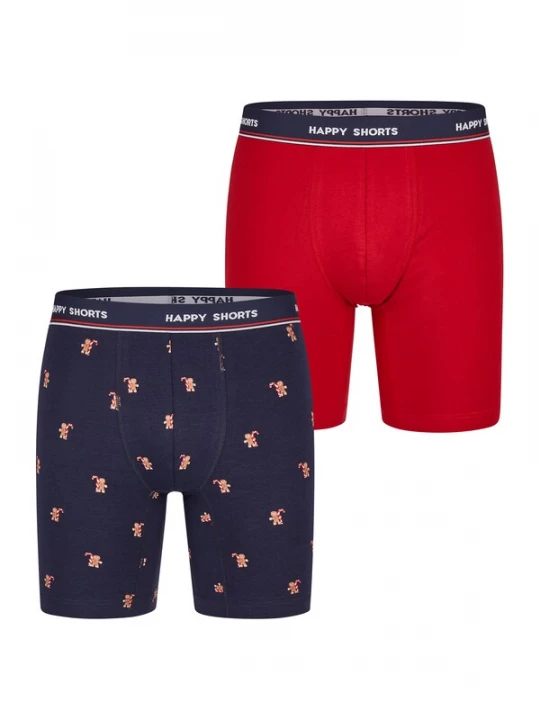 Foto van product Happy Shorts Boxershorts ' XMAS Boxer Briefs ' donkerblauw / knalrood