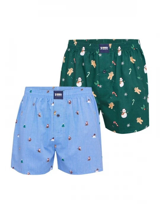 Foto van product Happy Shorts Boxershorts ' XMAS ' lichtblauw / groen