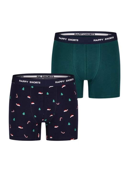 Foto van product Happy Shorts Onderbroek 'Xmas' navy / petrol / rood / wit