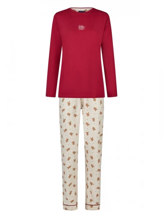 Foto van product Happy Shorts Pyjama 'Christmas' beige / bordeaux / offwhite