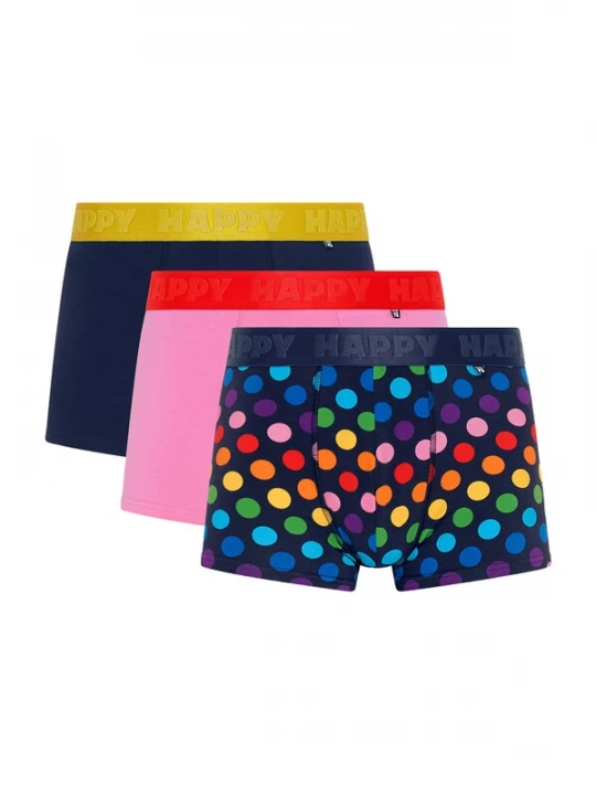 Foto van product Happy Socks Boxershorts navy / geel / pink / framboos