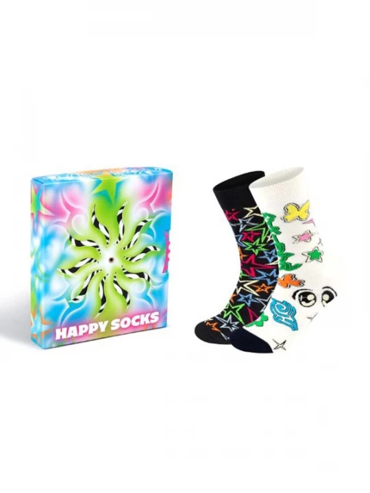 Foto van product Happy Socks Sokken '2-Pack Spinning Wheel Gift Set White' gemengde kleuren