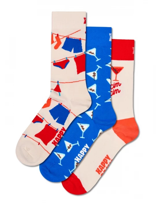 Foto van product Happy Socks Sokken 'Cin Cin' royal blue / koningsblauw / rood / zwart / wolwit