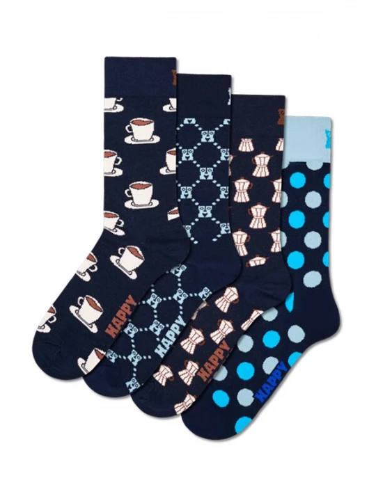 Foto van product Happy Socks Sokken 'Coffee' navy / pastelblauw / bruin / wit