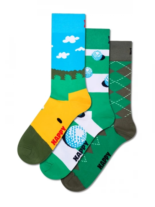 Foto van product Happy Socks Sokken 'Golf' lichtblauw / donkergrijs / groen / wit