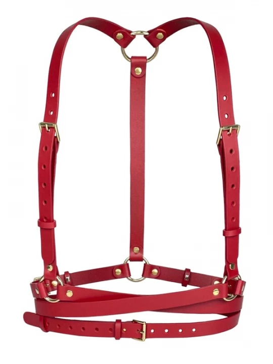 Foto van product Haute Cuir Riem 'Double Belt Harness' rood