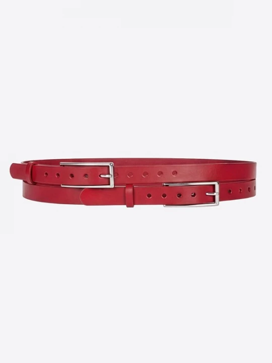 Foto van product Haute Cuir Riem 'Double Buckle Belt' rood