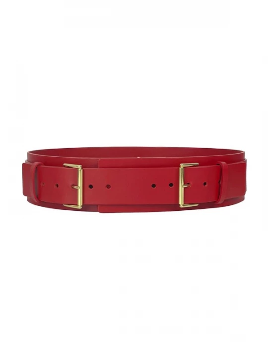 Foto van product Haute Cuir Riem 'Double Buckle' rood