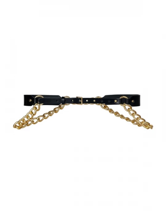 Foto van product Haute Cuir Riem 'Double Chain Slim Belt' zwart