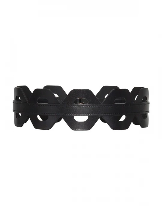 Foto van product Haute Cuir Riem 'Hexagonal Cutout Belt' zwart