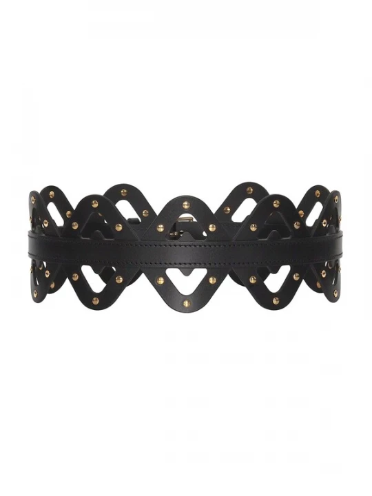 Foto van product Haute Cuir Riem 'Rivetted Diamond Cutout Belt' zwart