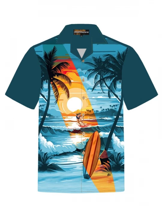 Foto van product Hawaiihemdshop.de Overhemd 'Hawaiihemd "Beach Day"' hemelsblauw