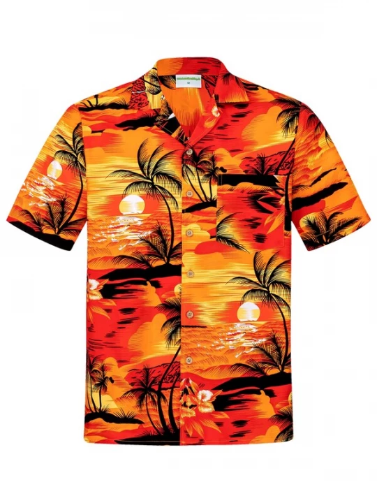 Foto van product Hawaiihemdshop.de Overhemd 'Hawaiihemd "Evening on Hawaii"' oranje