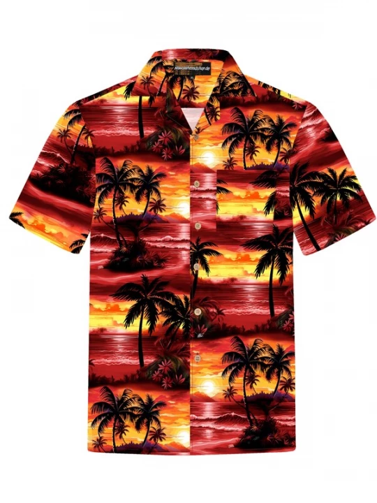 Foto van product Hawaiihemdshop.de Overhemd 'Hawaiihemd Evening Sun' rood
