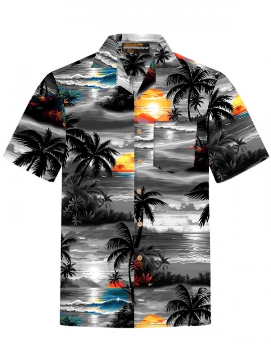 Foto van product Hawaiihemdshop.de Overhemd 'Hawaiihemd Night on Hawaii' grijs
