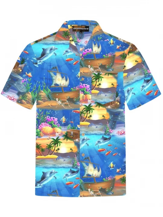 Foto van product Hawaiihemdshop.de Overhemd 'Hawaiihemd "Ocean of Hawaii"' blauw