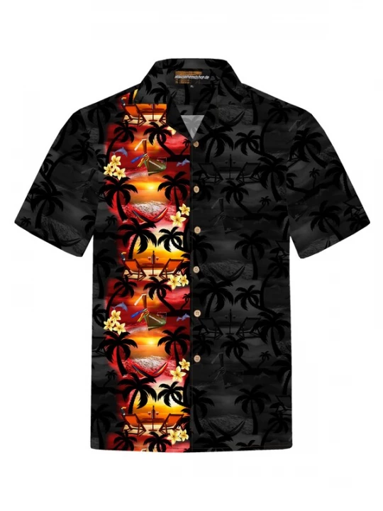 Foto van product Hawaiihemdshop.de Overhemd 'Hawaiihemd Paradise Night' zwart