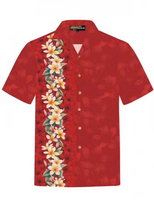 Foto van product Hawaiihemdshop.de Overhemd 'Hawaiihemd Red Elegance' rood