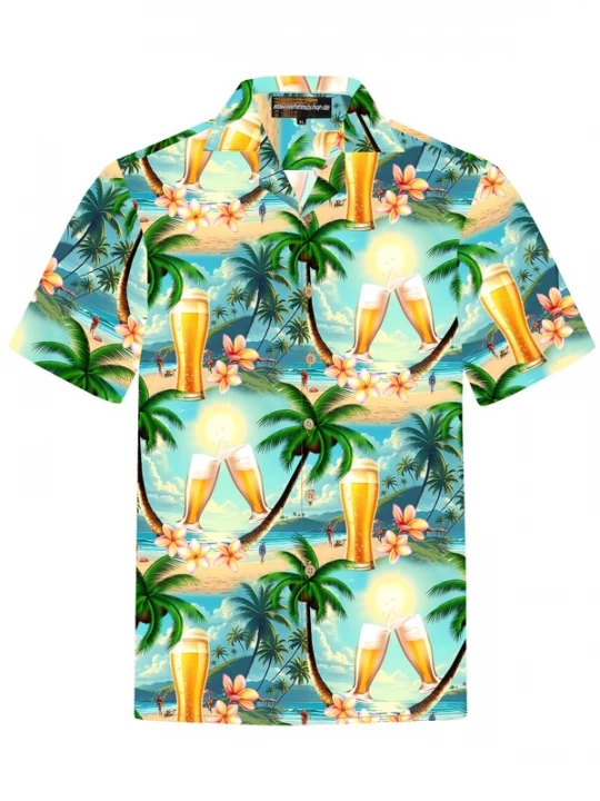 Foto van product Hawaiihemdshop.de Overhemd 'Hawaiihemd Sunshine Beer' aqua