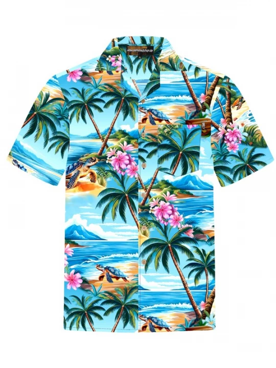 Foto van product Hawaiihemdshop.de Overhemd 'Hawaiihemd "Turtle Island"' aqua