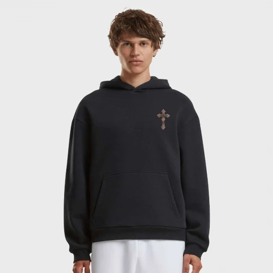 Foto van product Heavenly Prayers Fluffy Hoody Mister Tee zwart