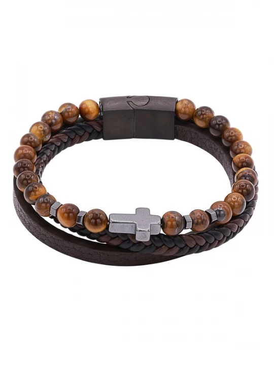 Foto van product Heideman Armband 'Giulio' bruin / zilver