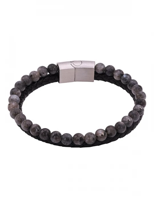 Foto van product Heideman Armband 'Janek' donkergrijs / zwart / zilver