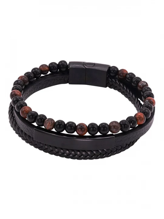 Foto van product Heideman Armband 'Joost' roestbruin / zwart