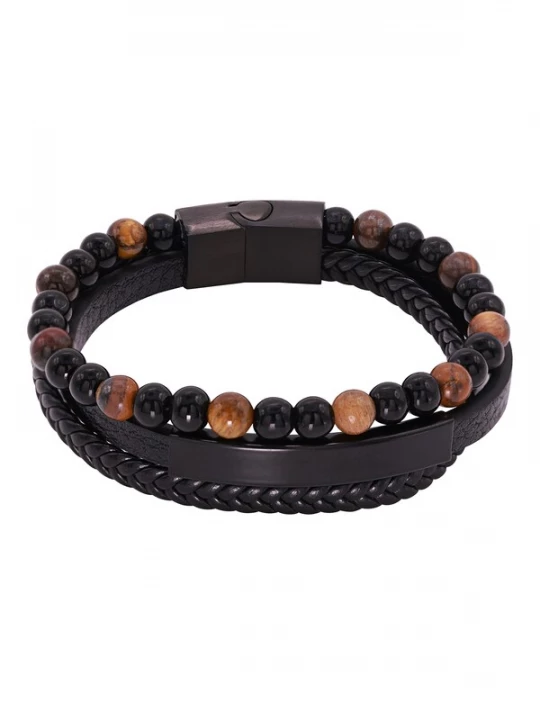 Foto van product Heideman Armband 'Justus' bruin gemêleerd / zwart