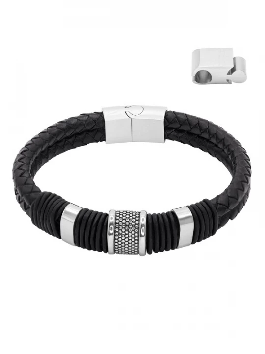 Foto van product Heideman Armband 'Kian' zwart / zilver