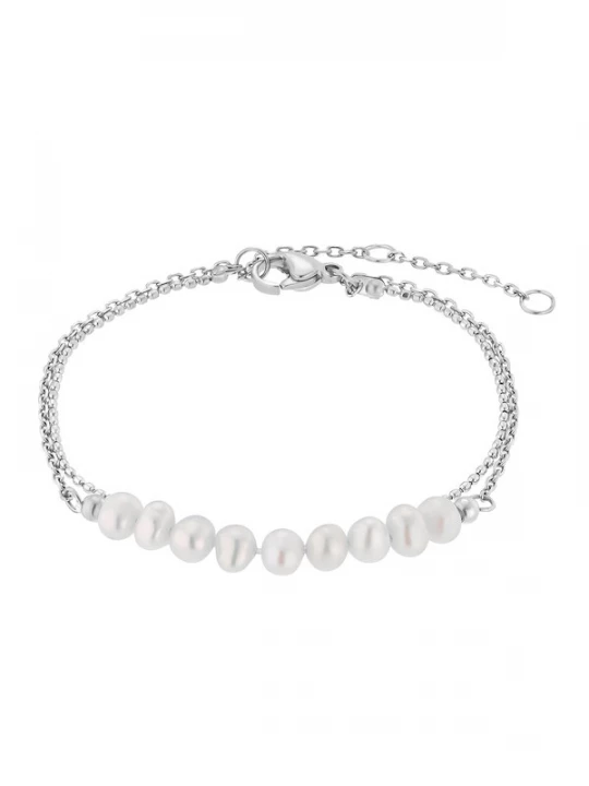 Foto van product Heideman Armband 'Tony' zilver / parelwit