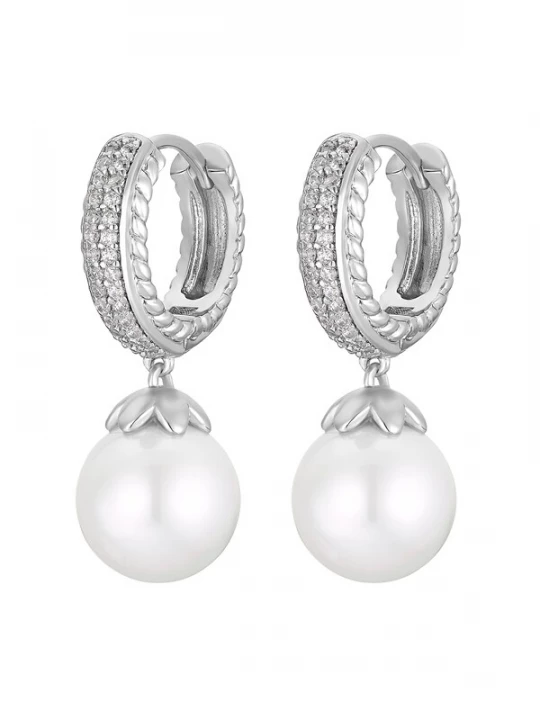 Foto van product Heideman Oorbel 'Jasper' zilver / parelwit