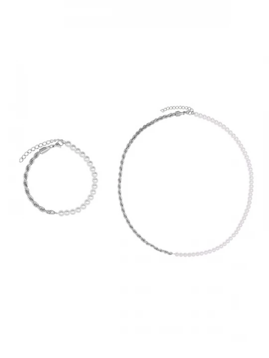 Foto van product Heideman Sieraden set 'Daven' zilver / parelwit