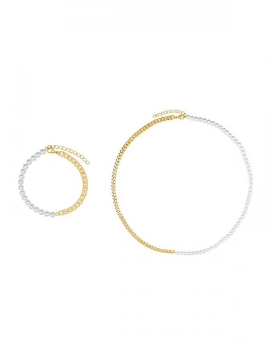 Foto van product Heideman Sieraden set 'Jeremy' goud / parelwit