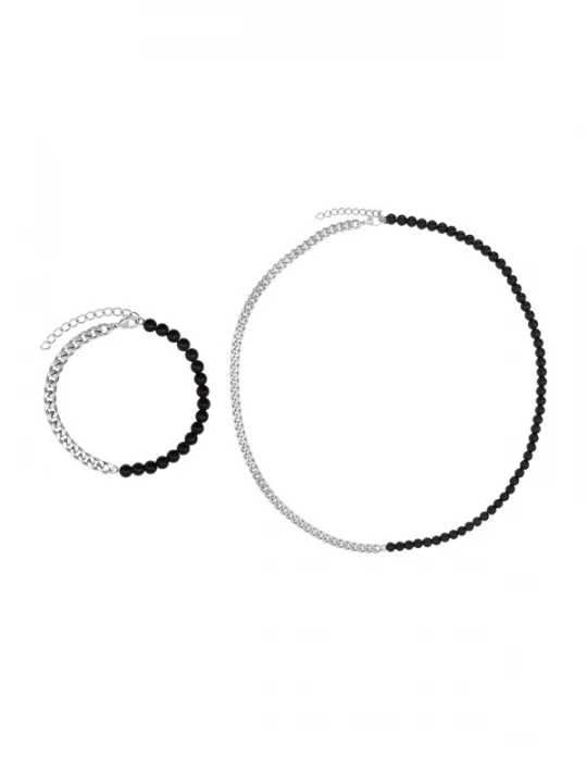 Foto van product Heideman Sieraden set 'Jeremy' zwart / zilver