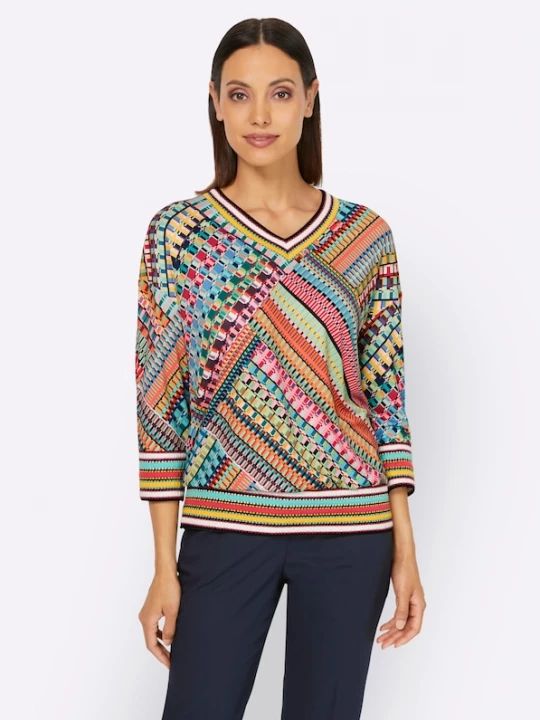 Foto van product heine Blouse blauw / geel / smaragd / rood / zwart