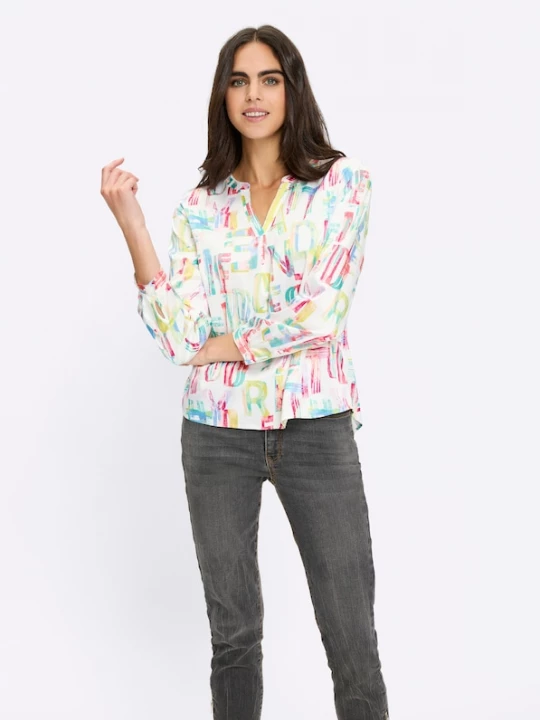 Foto van product heine Blouse blauw / limoen / rosa / wit