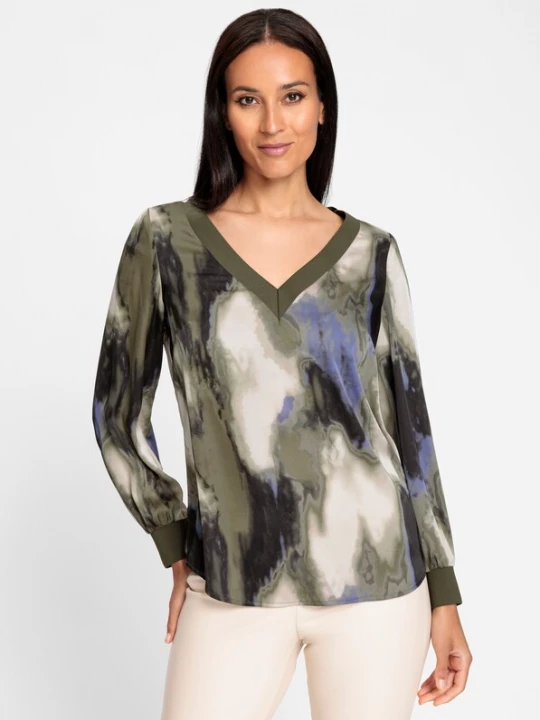 Foto van product heine Blouse crème / blauw / kaki