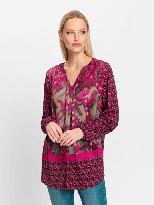 Foto van product heine Blouse kaki / lichtroze / donkerroze