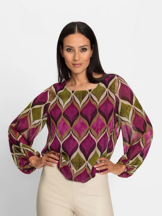 Foto van product heine Blouse kaki / olijfgroen / donkerroze