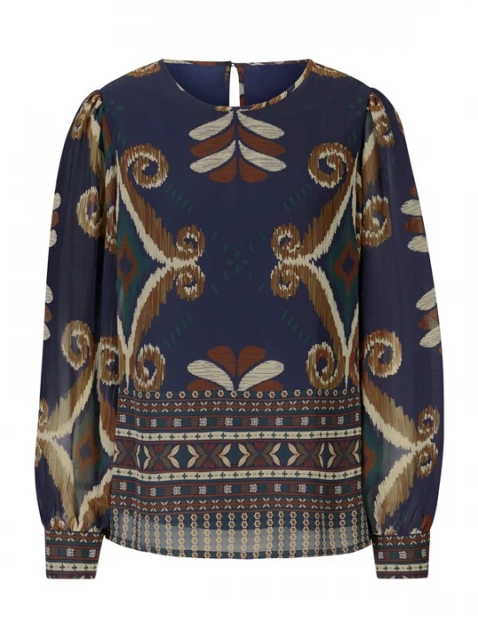 Foto van product heine Blouse marine / kastanjebruin / lichtgroen